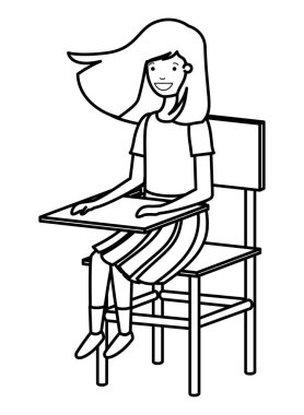 genç öğrenci kız okul sandalyede oturan