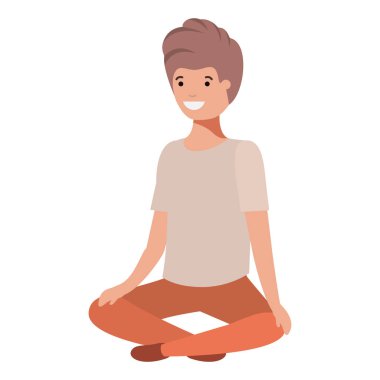 Genç çocuk avatar karakteri oturmuş