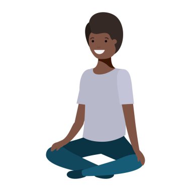 Genç siyah erkek oturmuş avatar karakter