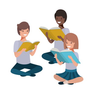 Genç etnik köken öğrencileri kitap okuyorlar