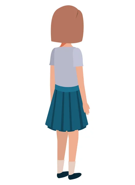 Adolescente espalda chica avatar carácter — Vector de stock