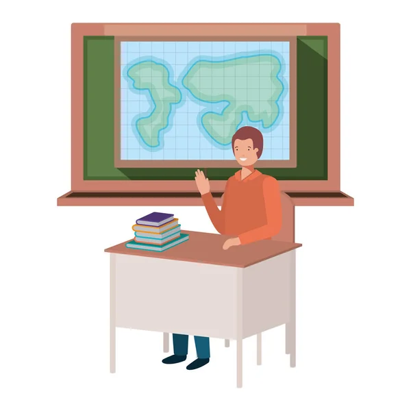 Insegnante nella classe di geografia — Vettoriale Stock