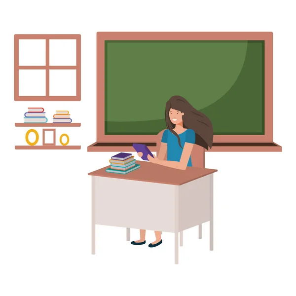 Kvinnliga lärare i klassrummet — Stock vektor