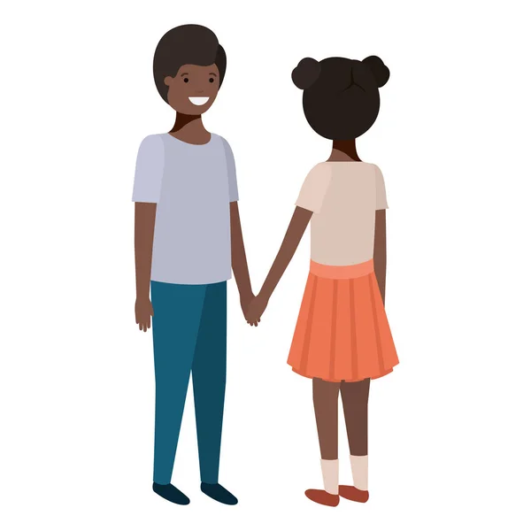 Friendly black teenagers couple characters — Stok Vektör
