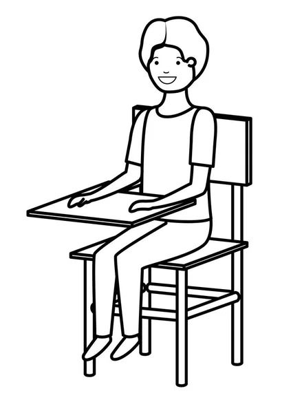 Jeune étudiant garçon assis dans la chaise de l'école — Image vectorielle