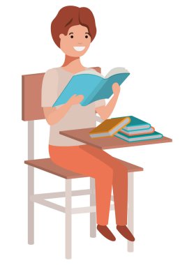 young student boy reading in school chair