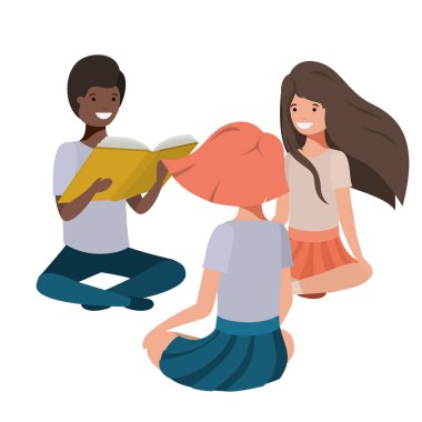 Genç etnik köken öğrencileri kitap okuyorlar