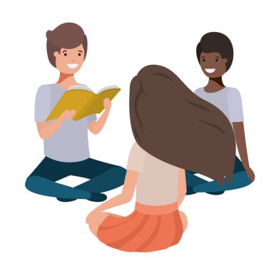 Genç etnik köken öğrencileri kitap okuyorlar