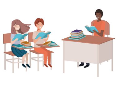 teacher reading in the classroom with students