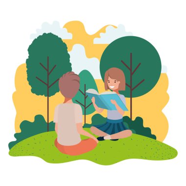 Genç öğrenciler oturmuş kitap okuyorlar.