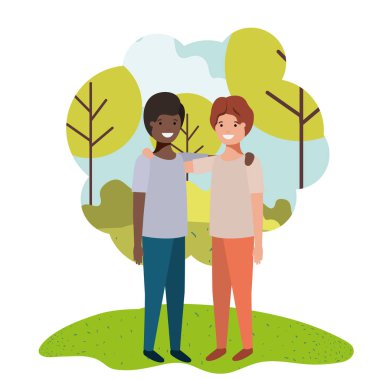 dostu gençler elbise çocuklar parkta