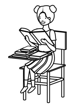 genç öğrenci kız okul masasında okuma