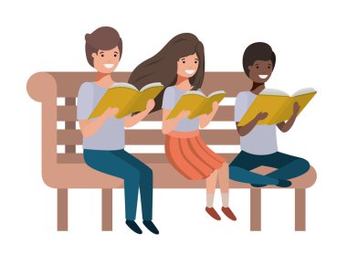 Genç etnik köken öğrencileri kitap okuyorlar