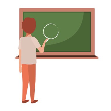 student drawing circle in chalkboard