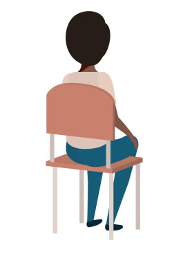 Okul sandalyede oturan genç öğrenci siyah çocuk