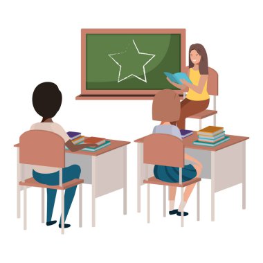 teacher in classroom with students avatar character