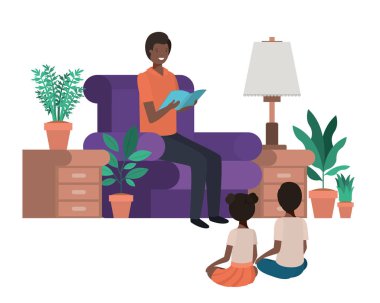 adam oturma odası avatar karakter çocuklu