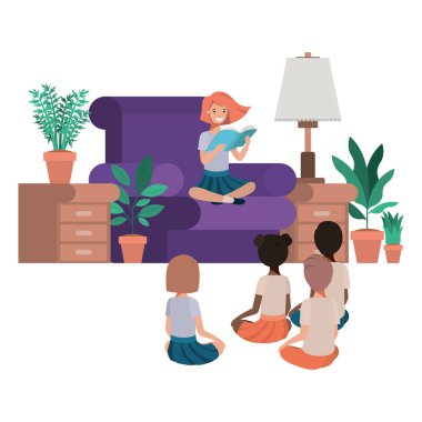 çocuklar oturma odası avatar karakter okuma