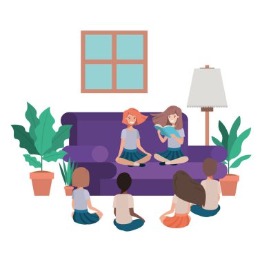 çocuklar oturma odası avatar karakter okuma