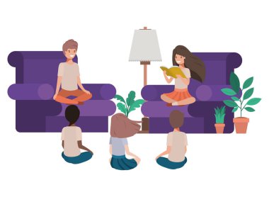 çocuklar oturma odası avatar karakter okuma