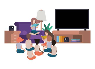 çocuklar oturma odası avatar karakter okuma