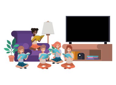 çocuklar oturma odası avatar karakter okuma