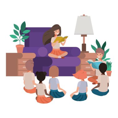 çocuklar oturma odası avatar karakter okuma