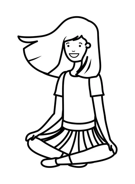 Adolescente ragazza seduta personaggio avatar — Vettoriale Stock