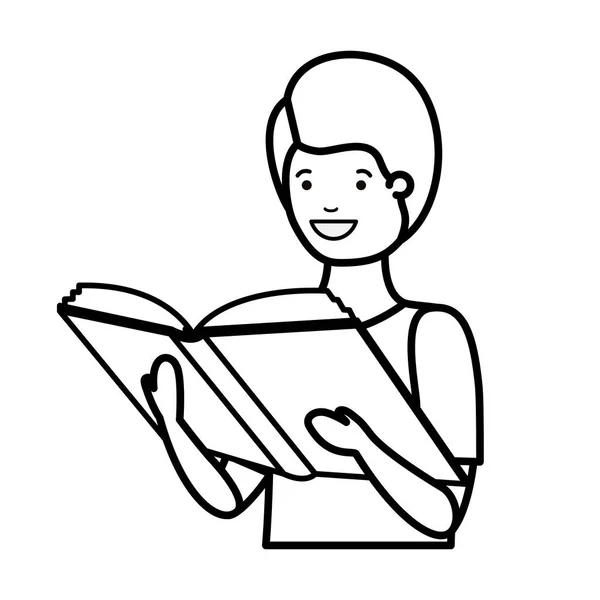 Mladý student čtení kniha — Stockový vektor