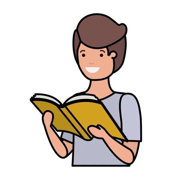 Genç öğrenci okuma kitabı — Stok Vektör