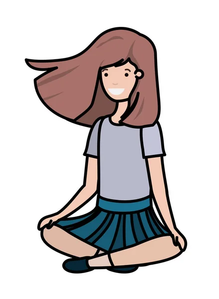 Teenager Mädchen sitzen Avatar Charakter — Stockvektor