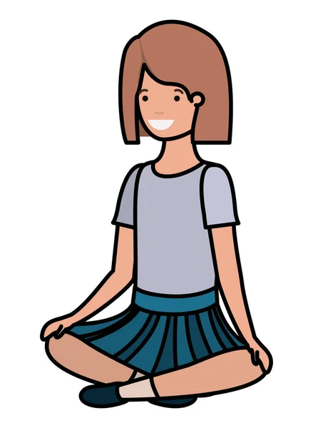 Avatar karakter oturan genç kız — Stok Vektör