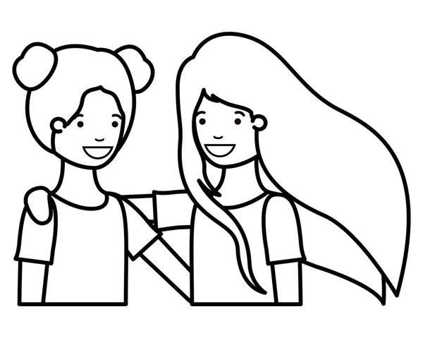 Дружні дівчата-підлітки персонажі — стоковий вектор