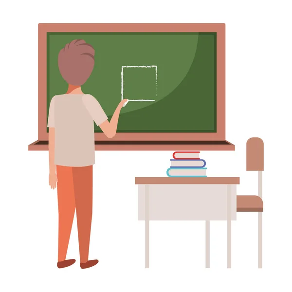 Student tekening plein in schoolbord — Stockvector