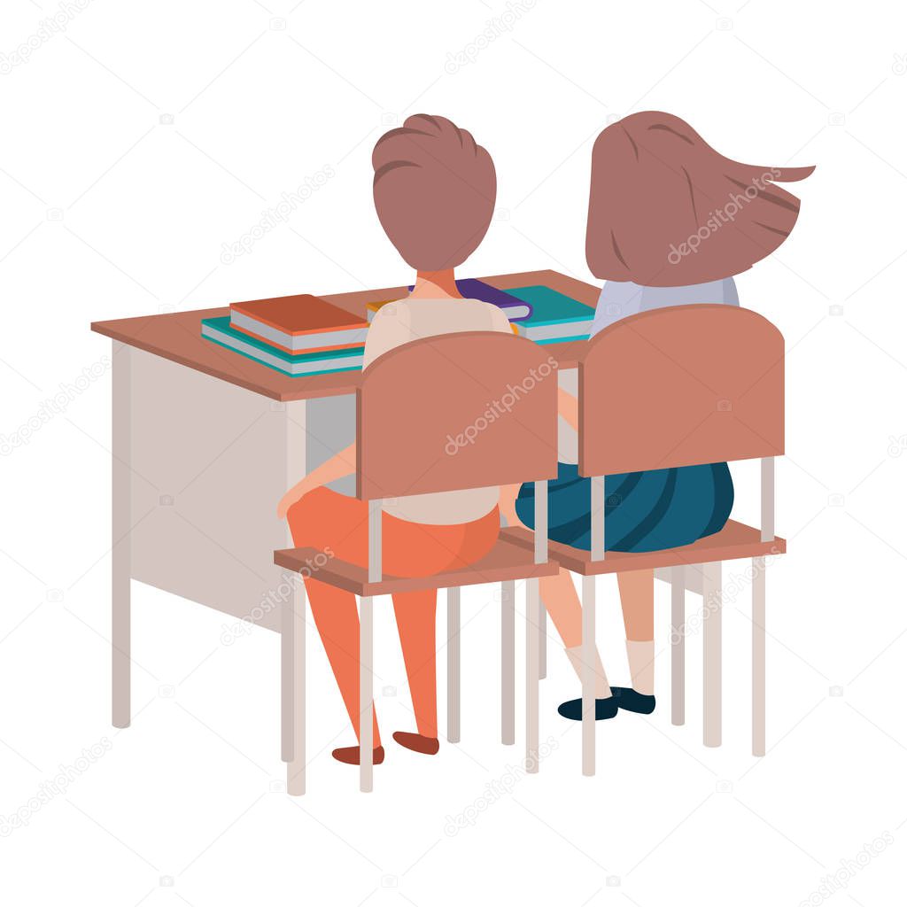 young students sitting in school desk