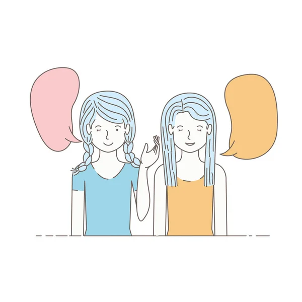 Young women with speech bubble avatar character — Stock Vector