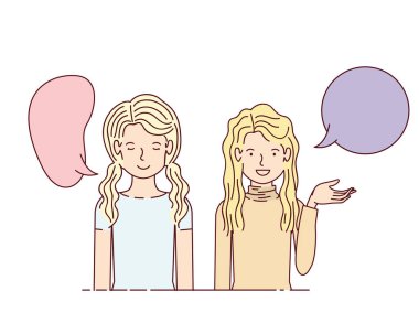 konuşma balonu avatar karakter olan genç kadın