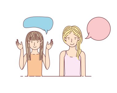 konuşma balonu avatar karakter olan genç kadın