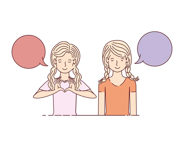 Young women with speech bubble avatar character — Stock Vector