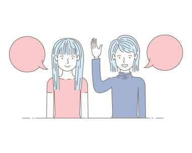 konuşma balonu avatar karakter olan genç kadın