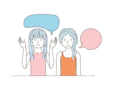konuşma balonu avatar karakter olan genç kadın
