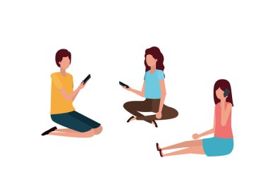smartphone avatar karakter birlikte grup insan