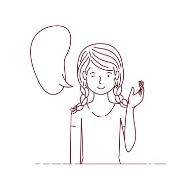 konuşma balonu avatar karakter vektör illustraon olan kadın tasarımı