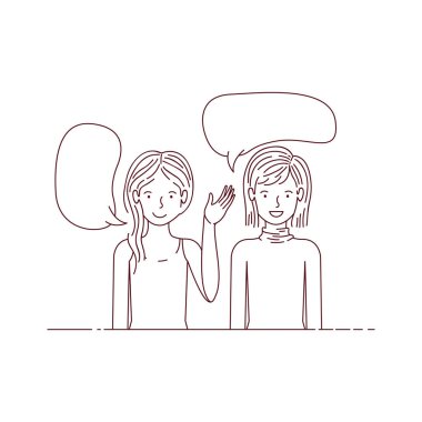 konuşma balonu avatar karakter olan genç kadın