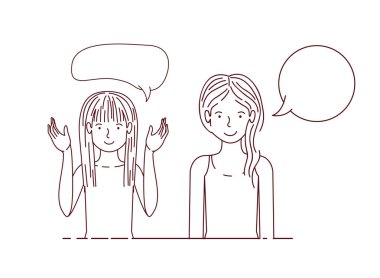 konuşma balonu avatar karakter olan genç kadın