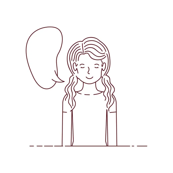 Fiatal nő, beszéd buborék avatar karakter — Stock Vector