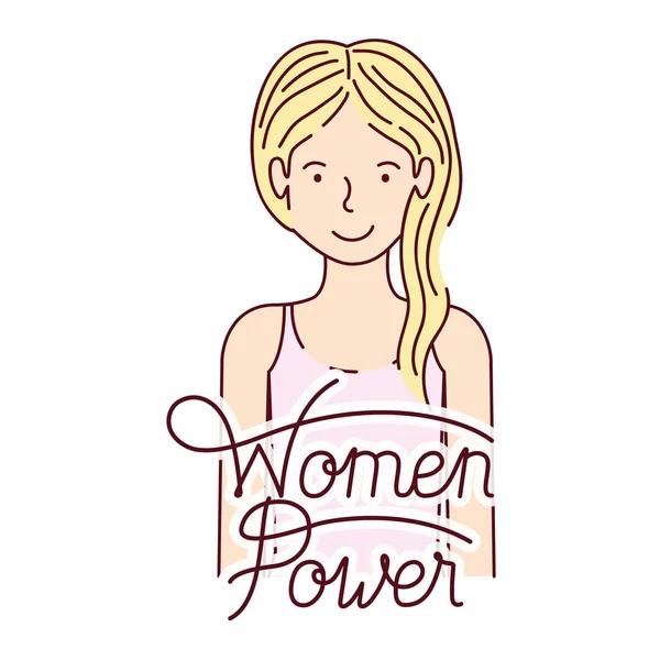 Frau mit Label Women Power Avatar Charakter — Stockvektor