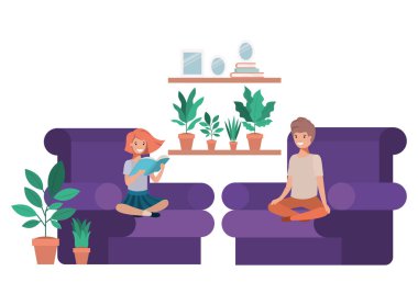 oturma odası avatar karakter genç çift