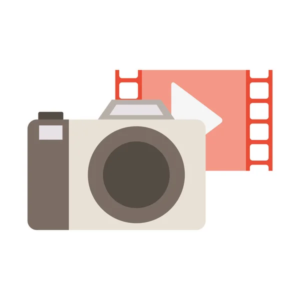 Fotografická kamera s ikony tlačítek play — Stockový vektor