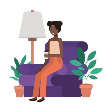 oturma odası avatar karakter genç kadın